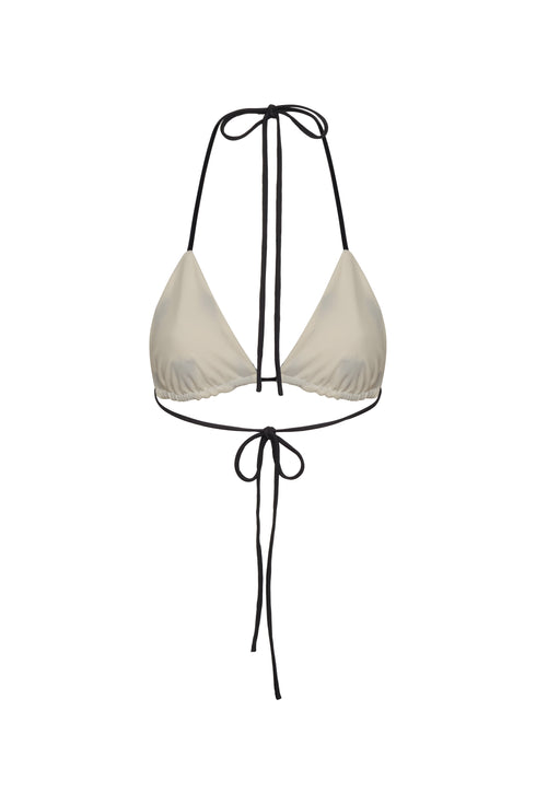 Gorgona Embroidered Top / Ivory - Black Polka Palms